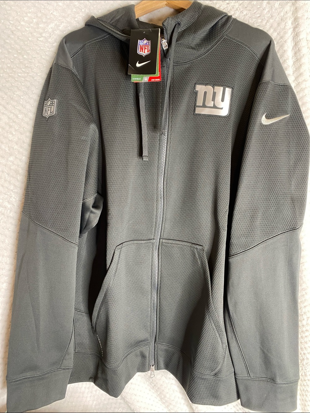Nike Gray New York Giants NFL football Full-Zip Hooded Performance Jacket